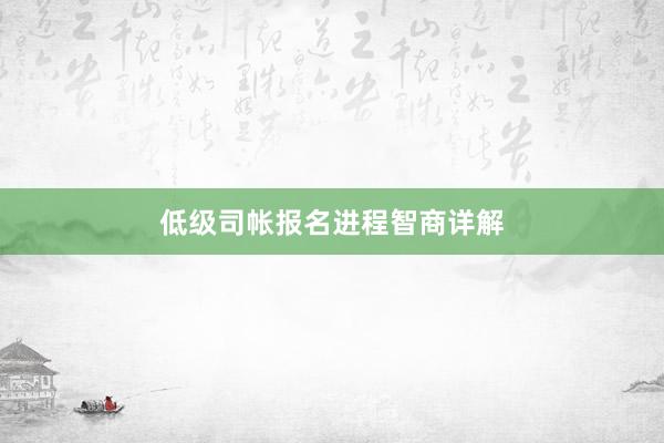 低级司帐报名进程智商详解