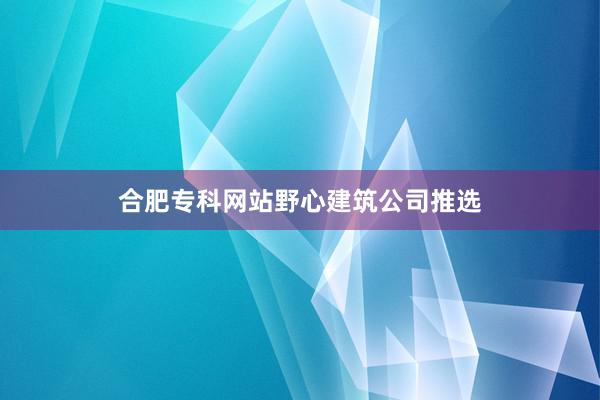 合肥专科网站野心建筑公司推选