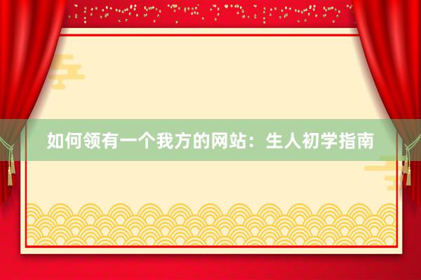 如何领有一个我方的网站：生人初学指南